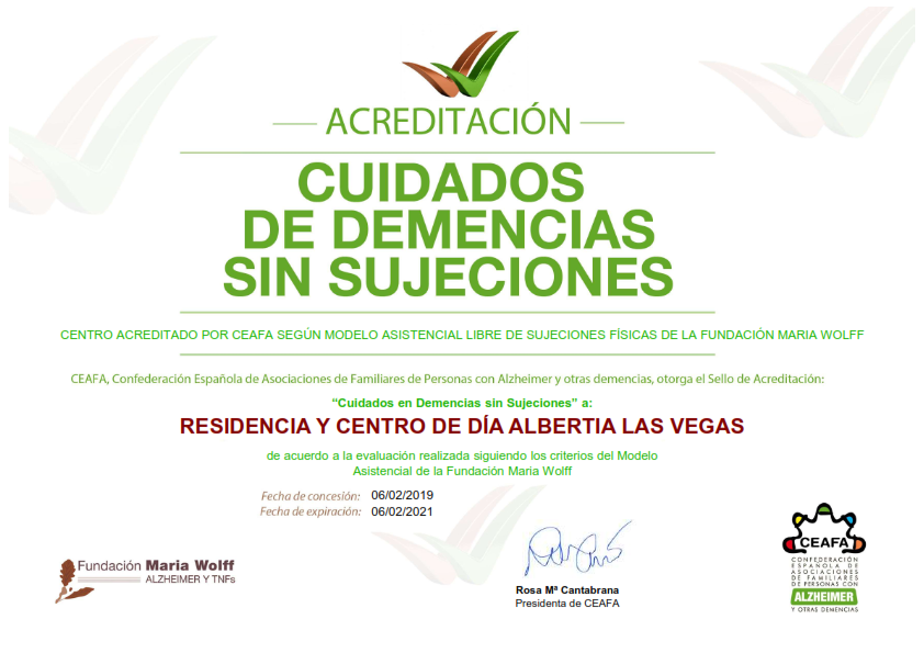 acreditacion ceafa cuidados sin sujeciones maria wolff residencia mayores las vegas ciempozuelos albertia primera residencia publica cam